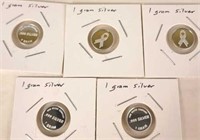 5 - 1 Gram Silver Rounds