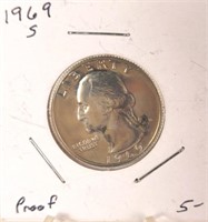 1969 S Washington Silver Quarter