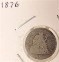 1876 Seated Liberty Silver Dime