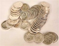 Tube of 50 - 1964 D Roosevelt Silver Dimes
