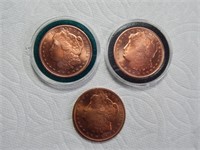 (3) Morgan Copper Dollars Golden State Mint