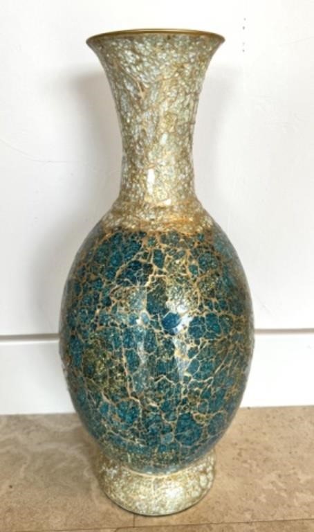 Turquoise & Gold Decorative Glass Vase