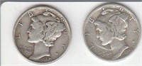 2 90% Silver US Mercury Dimes