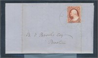 USA #10A ON FOLDED LETTER USED FINE-VF