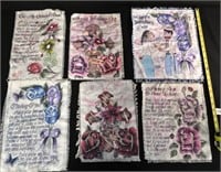 Cloth Valentines & Letters of Love w/flowers (6)