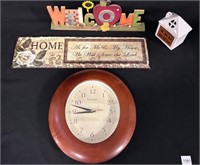 Home décor 4 piece collection clock/welcome/ect