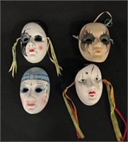 Vintage Wall Mask set of 4 Various clown faces