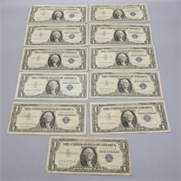 11- SILVER CERTIFICATES VARIOUS 1957'S