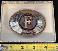 Unbranded Belt Buckle "F" Gold/silver tone