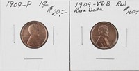 1909-P & 1909-VDB Red Cent Lincoln Pennies