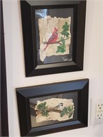 PAIR OF BIRD PAINTINGS ON BIRCH MADE IN MAINE