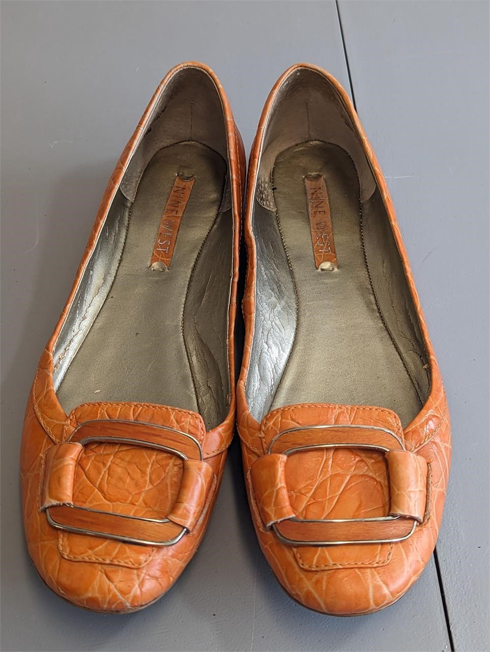 Nine West Orange Slip on Shoes (7.5)