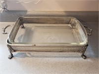 GLASBAKE SILVER PLATE SERVING DISH