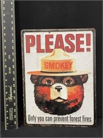 Smokey Bear Metal Advertising Sign