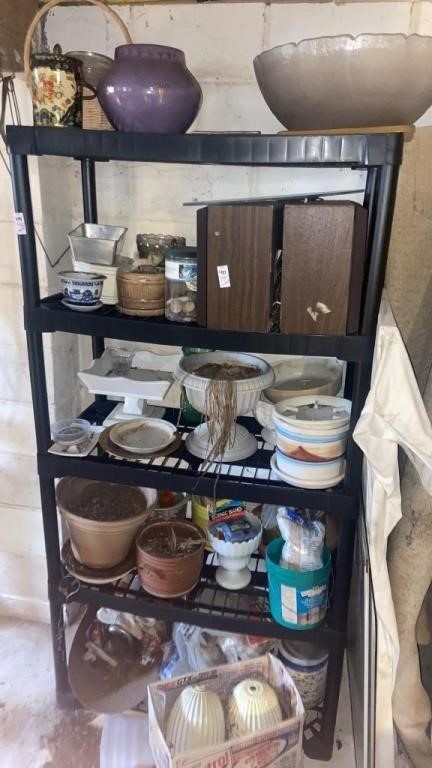All contents on shelf planters speakers, etc.
