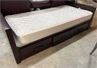 Day Bed Twin Size Brown With 3 Underneath Drawers