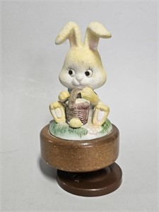 Vintage Music Box Bunny with Basket Porcealin