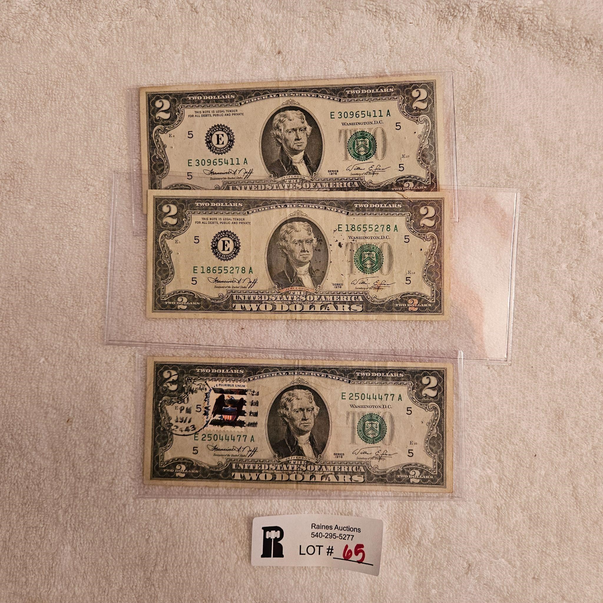 Three $2 Bills