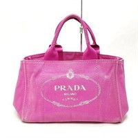Prada Hand Bag Pink Canvas