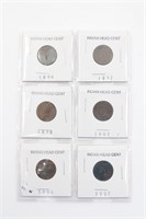 (6) Indian Head Cent Coins