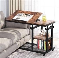 Tribesigns Height Adjustable C Table with Wheels,