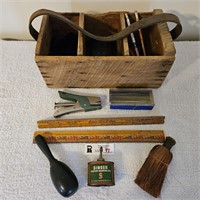 Wooden Box with Vintage Items