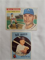 1959Topps Bill Renna #72 & 1956 #82 Baseball Cards