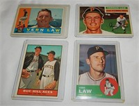 (4) 1950's-1960's Vernon Law Baseball Cards