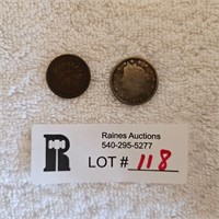 1898 Indian Head Penny & 1908 V-Nickel