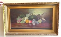 $59 SHIP: 34"x20" Oil on Canvas, Fruit