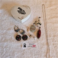 Assorted Jewelry with Ceramic Box