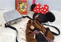 Vintage kids items, metal purse