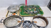 Metal trays & misc serving pieces