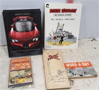 2 Car books & Assorted Cartoon Books