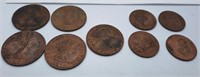 Great Britian Coins 5-1 Penny & 4- 1/2 Penny Coins