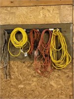 assorted electric cords, trouble lights, etc