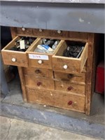 Vintage home built storage box with nails