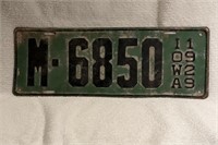 !929 Iowa License Plate