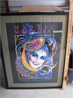 Framed and signed Mardi Gras 1990 poster