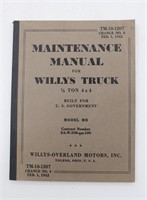 1942 Willys Truck U.S. Govt Mantenance Manual