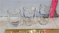 3 Hamm's Beer Glasses. All Different