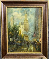 City Scape Oil On Board, Cc Cooper