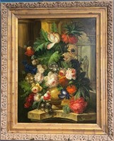 Oil On Canvas Floral Still Life