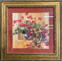 Framed Floral Print -red Flowers