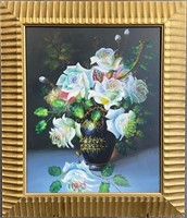 Roses Still Life Oil On Canvas