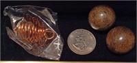 Copper Cage Pendant with 2 Small Bronzite Natural