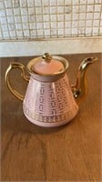 MC Hall pottery pink pastel gold guild tea pot