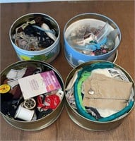 4 tins full vtg sewing supplies