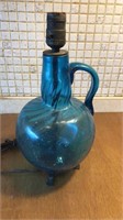 Blue Blown Art Glass Decanter Lamp