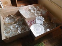 Clear Glassware cups, plates, crystal bowl 3 boxes